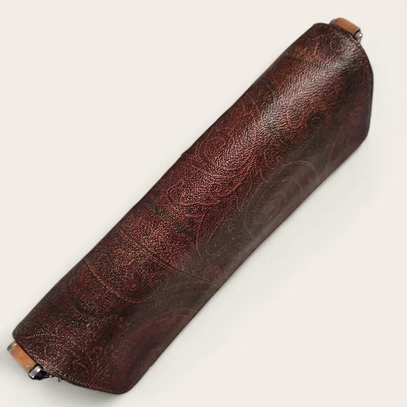 Etro Patterned Brown Clutch with Silver Chain - Picture 4 of 9